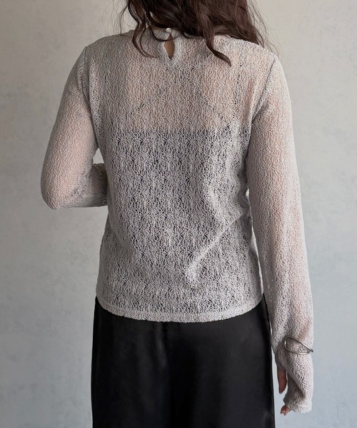 &g'aime（アンジェム）の「【&ｇ'aime 】ラッセルレーストップス Raschel Lace Top（Tシャツ/カットソー・レディース・グレー/ホワイト/ブラック・FREE）」の15枚目の写真