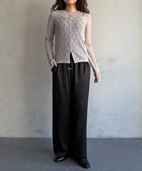 &g'aime（アンジェム）の「【&ｇ'aime 】ラッセルレーストップス Raschel Lace Top（Tシャツ/カットソー・レディース・グレー/ホワイト/ブラック・FREE）」の16枚目の写真