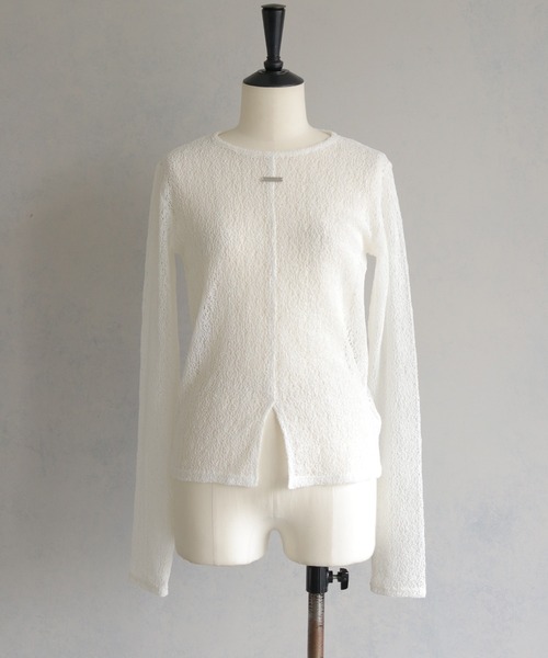 &g'aime（アンジェム）の「【&ｇ'aime 】ラッセルレーストップス Raschel Lace Top（Tシャツ/カットソー・レディース・グレー/ホワイト/ブラック・FREE）」の19枚目の写真