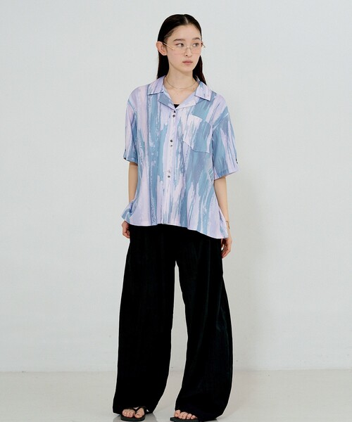 NOMINE（ノミネ）の「【セットアップ対応】ペイント柄 開襟シャツ（シャツ/ブラウス・レディース・ブラウン/グリーン/ピンク・フリー）」の11枚目の写真