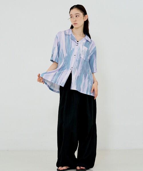 NOMINE（ノミネ）の「【セットアップ対応】ペイント柄 開襟シャツ（シャツ/ブラウス・レディース・ブラウン/グリーン/ピンク・フリー）」の12枚目の写真