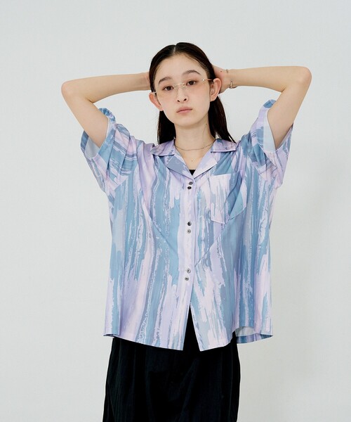 NOMINE（ノミネ）の「【セットアップ対応】ペイント柄 開襟シャツ（シャツ/ブラウス・レディース・ブラウン/グリーン/ピンク・フリー）」の14枚目の写真