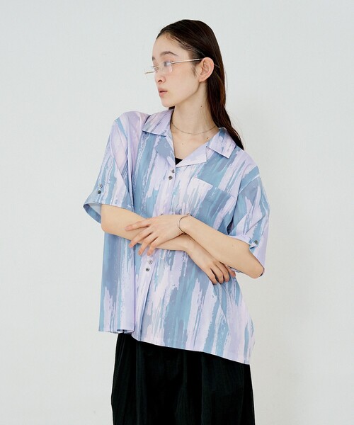 NOMINE（ノミネ）の「【セットアップ対応】ペイント柄 開襟シャツ（シャツ/ブラウス・レディース・ブラウン/グリーン/ピンク・フリー）」の15枚目の写真