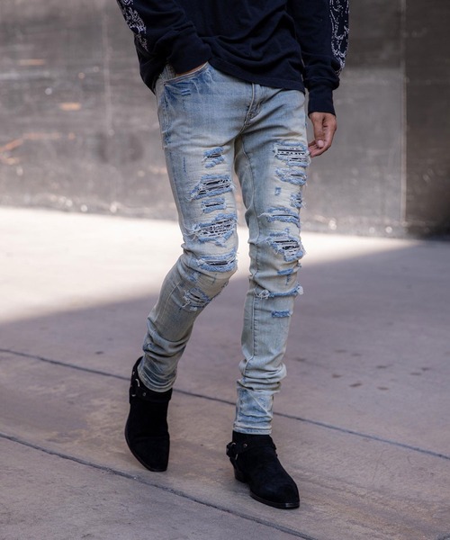 mnml【ミニマル】-X165 PAISLEY SKINNY FIT DENIM mnml【ミニマル】-X165 PAISLEY SKINNY FIT DENIM（デニムパンツ