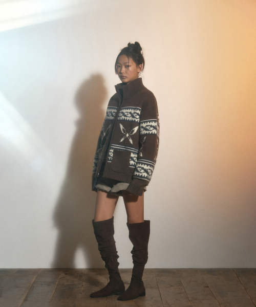 PORTERNA(ポルテナ)の「COWICHAN ZIP-UP CARDIGAN JACKET-BROWN(カーディガン/ボレロ・レディース・その他・OS)」の4枚目の写真