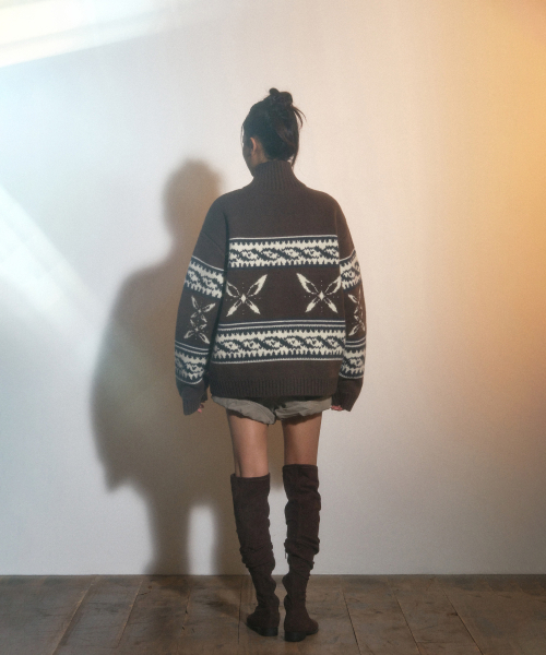 PORTERNA(ポルテナ)の「COWICHAN ZIP-UP CARDIGAN JACKET-BROWN(カーディガン/ボレロ・レディース・その他・OS)」の5枚目の写真