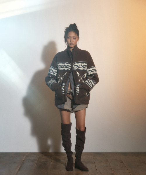 PORTERNA(ポルテナ)の「COWICHAN ZIP-UP CARDIGAN JACKET-BROWN(カーディガン/ボレロ・レディース・その他・OS)」の6枚目の写真