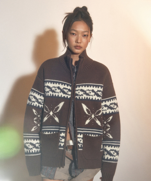 PORTERNA(ポルテナ)の「COWICHAN ZIP-UP CARDIGAN JACKET-BROWN(カーディガン/ボレロ・レディース・その他・OS)」の7枚目の写真