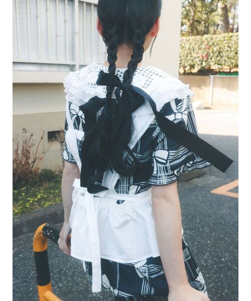 merry jenny（メリージェニー）の「レースアップリケビスチェ（シャツ/ブラウス・レディース・ブルー/オフホワイト・FREE）」の3枚目の写真