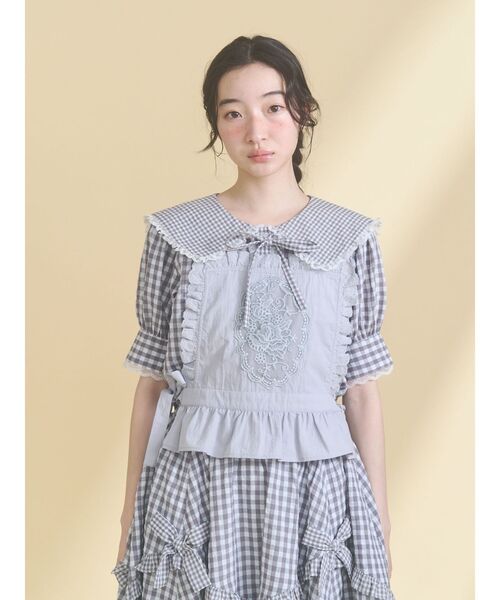 merry jenny（メリージェニー）の「レースアップリケビスチェ（シャツ/ブラウス・レディース・ブルー/オフホワイト・FREE）」の11枚目の写真