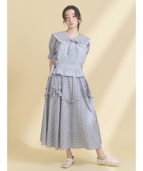 merry jenny（メリージェニー）の「レースアップリケビスチェ（シャツ/ブラウス・レディース・ブルー/オフホワイト・FREE）」の12枚目の写真