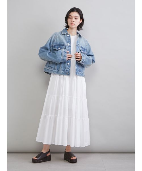 Mila Owen（ミラオーウェン）の「フレアＧジャン（デニムジャケット・レディース・ブルー/ライトブルー/アイボリー・F）」の5枚目の写真