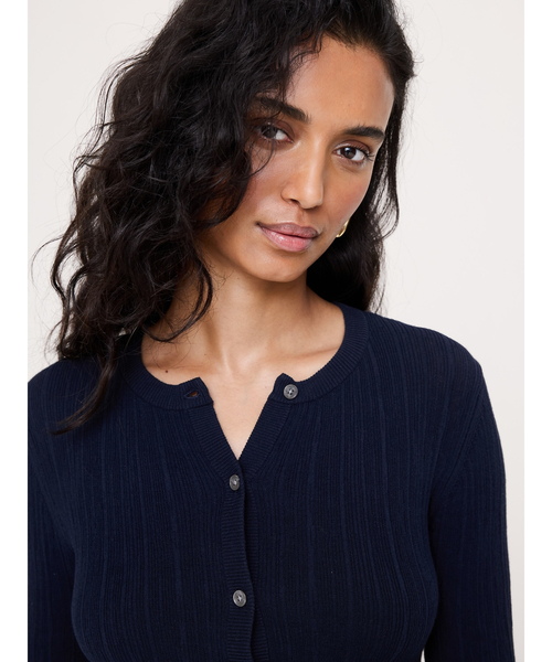 Banana Republic(バナナリパブリック)の「クリンクルニット クロップド カーディガン(カーディガン/ボレロ・レディース・ネイビー/アイボリー・XS/S/M/L)」の4枚目の写真