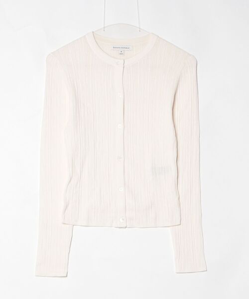 Banana Republic(バナナリパブリック)の「クリンクルニット クロップド カーディガン(カーディガン/ボレロ・レディース・ネイビー/アイボリー・XS/S/M/L)」の6枚目の写真