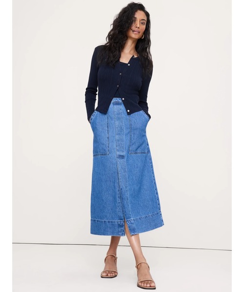 Banana Republic(バナナリパブリック)の「クリンクルニット クロップド カーディガン(カーディガン/ボレロ・レディース・ネイビー/アイボリー・XS/S/M/L)」の9枚目の写真