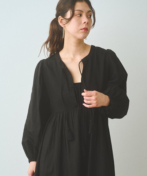 Whim Gazette（ウィムガゼット）の「2wayギャザーワンピース（ワンピース・レディース・ブラック/ピンク・FREE）」の10枚目の写真