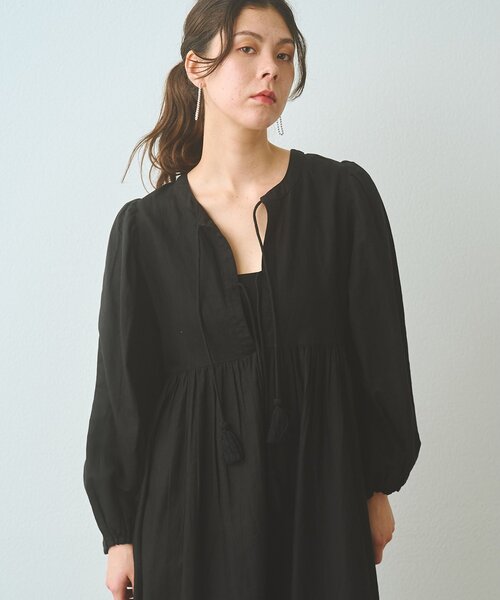 Whim Gazette（ウィムガゼット）の「2wayギャザーワンピース（ワンピース・レディース・ブラック/ピンク・FREE）」の4枚目の写真