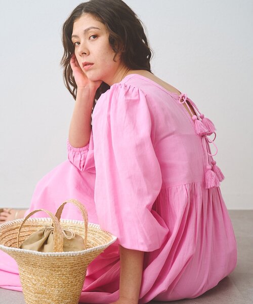 Whim Gazette（ウィムガゼット）の「2wayギャザーワンピース（ワンピース・レディース・ブラック/ピンク・FREE）」の22枚目の写真