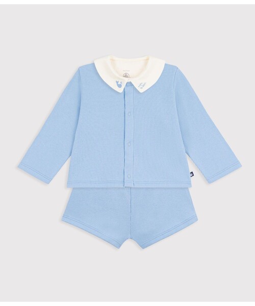 PETIT BATEAU(プチバトー)の「コットン ベビー3点セット(カーディガン/ボレロ・キッズ・ライトブルー/ライトピンク・6MONTH/18MONTH/12MONTH)」の3枚目の写真