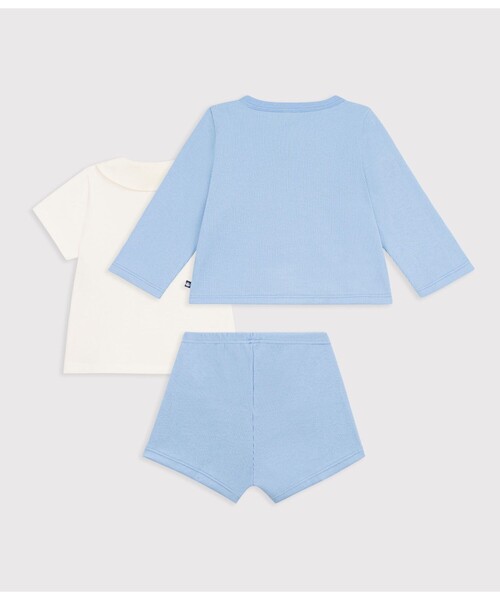PETIT BATEAU(プチバトー)の「コットン ベビー3点セット(カーディガン/ボレロ・キッズ・ライトブルー/ライトピンク・6MONTH/18MONTH/12MONTH)」の4枚目の写真