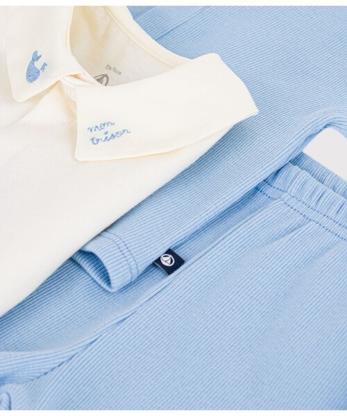 PETIT BATEAU(プチバトー)の「コットン ベビー3点セット(カーディガン/ボレロ・キッズ・ライトブルー/ライトピンク・6MONTH/18MONTH/12MONTH)」の5枚目の写真