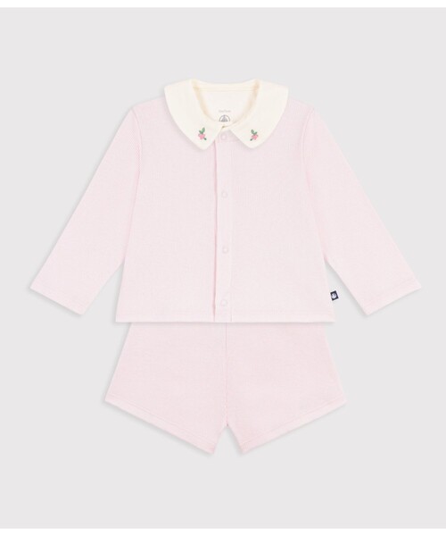 PETIT BATEAU(プチバトー)の「コットン ベビー3点セット(カーディガン/ボレロ・キッズ・ライトブルー/ライトピンク・6MONTH/18MONTH/12MONTH)」の6枚目の写真