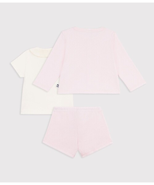 PETIT BATEAU(プチバトー)の「コットン ベビー3点セット(カーディガン/ボレロ・キッズ・ライトブルー/ライトピンク・6MONTH/18MONTH/12MONTH)」の7枚目の写真
