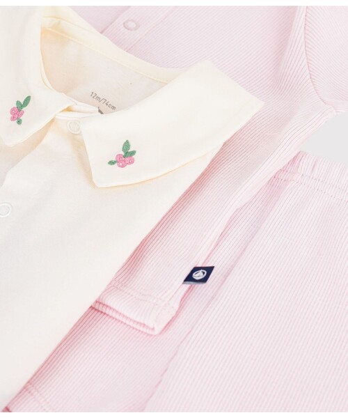 PETIT BATEAU(プチバトー)の「コットン ベビー3点セット(カーディガン/ボレロ・キッズ・ライトブルー/ライトピンク・6MONTH/18MONTH/12MONTH)」の8枚目の写真