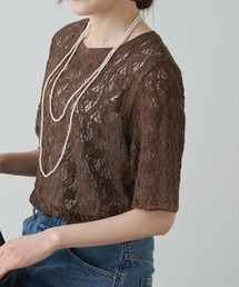 PUAL CE CIN | ストレッチレースTシャツ(Tシャツ/カットソー)