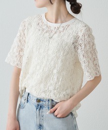 PUAL CE CIN | ストレッチレースTシャツ(Tシャツ/カットソー)