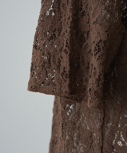 PUAL CE CIN（ピュアルセシン）の「ストレッチレースTシャツ（Tシャツ/カットソー・レディース・アイボリー/ブラウン/ブラック・FREE）」の16枚目の写真