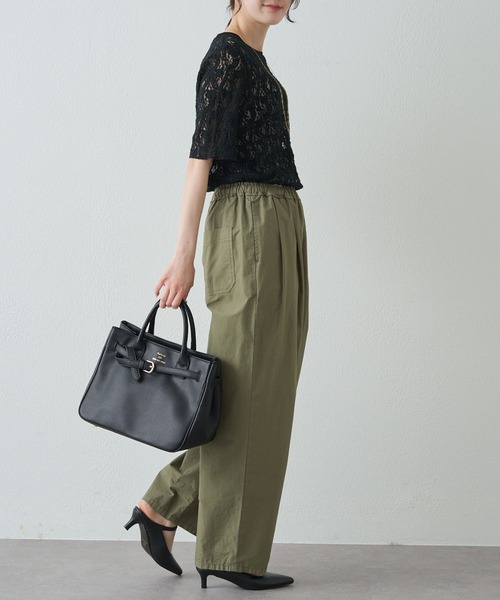 PUAL CE CIN（ピュアルセシン）の「ストレッチレースTシャツ（Tシャツ/カットソー・レディース・アイボリー/ブラウン/ブラック・FREE）」の5枚目の写真