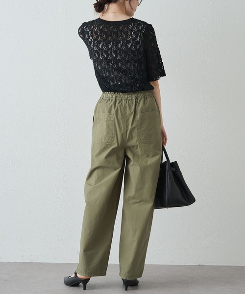 PUAL CE CIN（ピュアルセシン）の「ストレッチレースTシャツ（Tシャツ/カットソー・レディース・アイボリー/ブラウン/ブラック・FREE）」の6枚目の写真