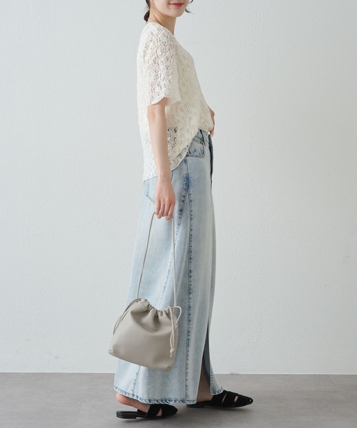 PUAL CE CIN（ピュアルセシン）の「ストレッチレースTシャツ（Tシャツ/カットソー・レディース・アイボリー/ブラウン/ブラック・FREE）」の21枚目の写真