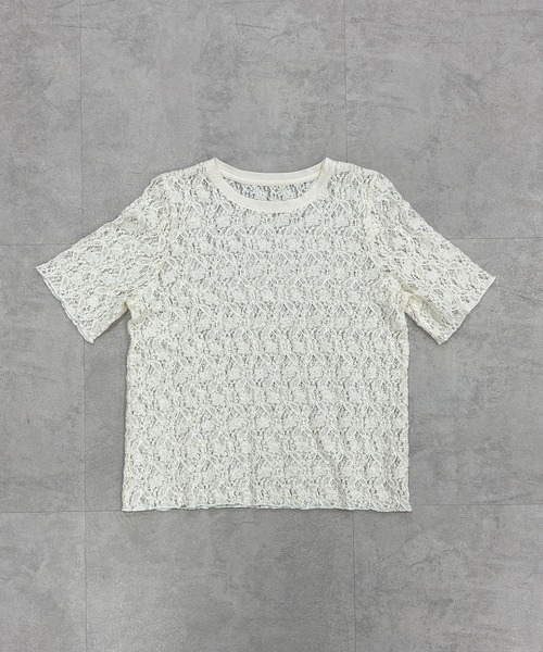 PUAL CE CIN（ピュアルセシン）の「ストレッチレースTシャツ（Tシャツ/カットソー・レディース・アイボリー/ブラウン/ブラック・FREE）」の10枚目の写真