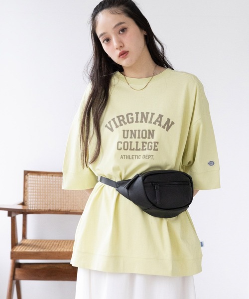 RAGEBLUE(レイジブルー)の「<DISCUS/ディスカス>カレッジBIGTシャツ(Tシャツ/カットソー・レディース・ブルー/ブラウン/ホワイト/イエロー/ラベンダー/ブラック・FREE)」の6枚目の写真