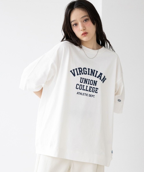 RAGEBLUE(レイジブルー)の「<DISCUS/ディスカス>カレッジBIGTシャツ(Tシャツ/カットソー・レディース・ブルー/ブラウン/ホワイト/イエロー/ラベンダー/ブラック・FREE)」の10枚目の写真