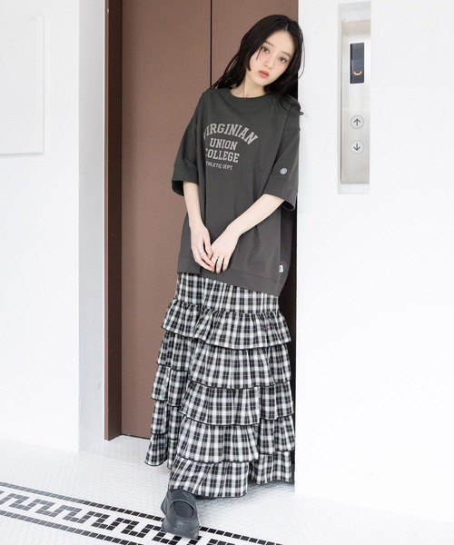 RAGEBLUE(レイジブルー)の「<DISCUS/ディスカス>カレッジBIGTシャツ(Tシャツ/カットソー・レディース・ブルー/ブラウン/ホワイト/イエロー/ラベンダー/ブラック・FREE)」の12枚目の写真