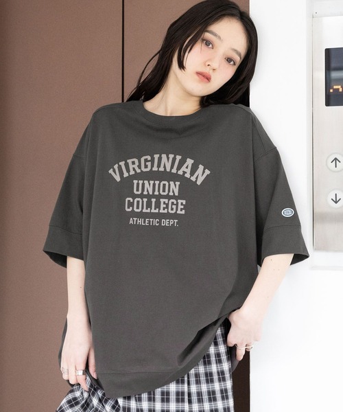 RAGEBLUE(レイジブルー)の「<DISCUS/ディスカス>カレッジBIGTシャツ(Tシャツ/カットソー・レディース・ブルー/ブラウン/ホワイト/イエロー/ラベンダー/ブラック・FREE)」の13枚目の写真