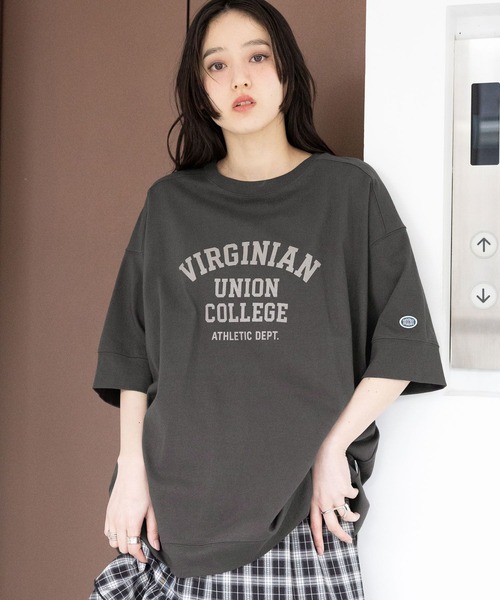 RAGEBLUE(レイジブルー)の「<DISCUS/ディスカス>カレッジBIGTシャツ(Tシャツ/カットソー・レディース・ブルー/ブラウン/ホワイト/イエロー/ラベンダー/ブラック・FREE)」の14枚目の写真