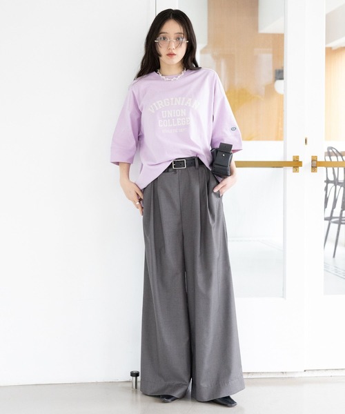 RAGEBLUE(レイジブルー)の「<DISCUS/ディスカス>カレッジBIGTシャツ(Tシャツ/カットソー・レディース・ブルー/ブラウン/ホワイト/イエロー/ラベンダー/ブラック・FREE)」の15枚目の写真