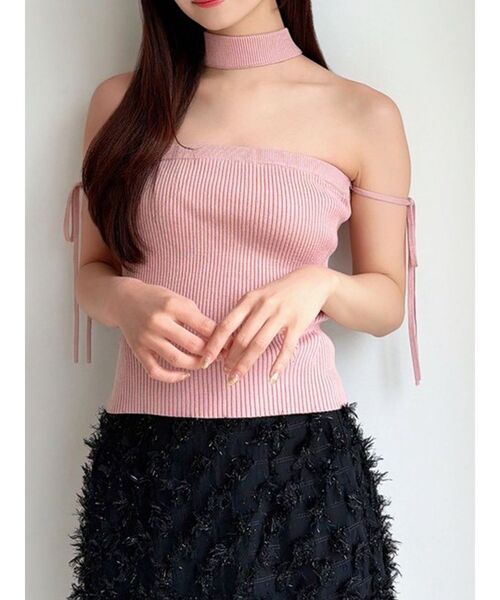 RESEXXY(リゼクシー)の「チョーカーベアニットトップス(ニット/セーター・レディース・グレー/ピンク/ブラック・FREE)」の3枚目の写真