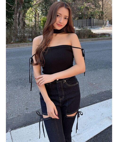 RESEXXY(リゼクシー)の「チョーカーベアニットトップス(ニット/セーター・レディース・グレー/ピンク/ブラック・FREE)」の14枚目の写真