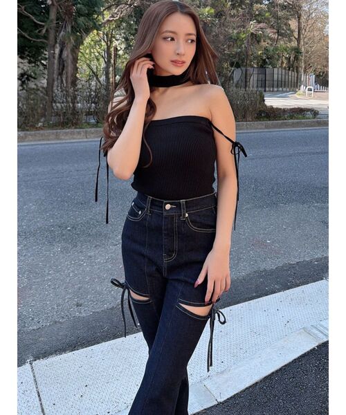 RESEXXY(リゼクシー)の「チョーカーベアニットトップス(ニット/セーター・レディース・グレー/ピンク/ブラック・FREE)」の13枚目の写真