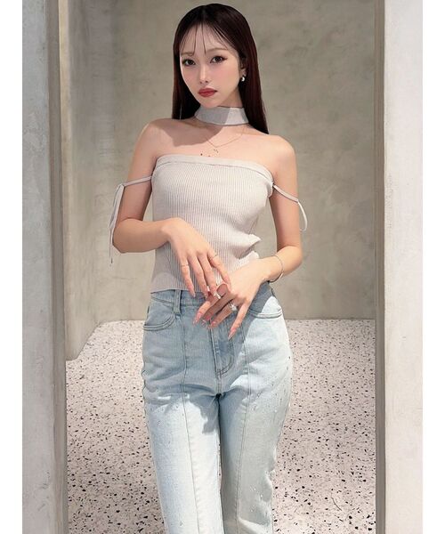 RESEXXY(リゼクシー)の「チョーカーベアニットトップス(ニット/セーター・レディース・グレー/ピンク/ブラック・FREE)」の10枚目の写真