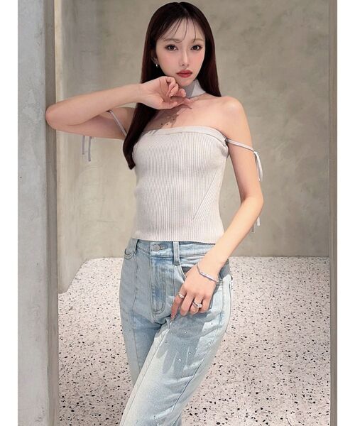 RESEXXY(リゼクシー)の「チョーカーベアニットトップス(ニット/セーター・レディース・グレー/ピンク/ブラック・FREE)」の9枚目の写真