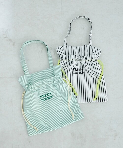 fredy emue（フレディエミュ）の「アウトポケットストライプロゴトートバッグ（トートバッグ・レディース・ブラック系その他/ブラウン系その他/ホワイト系その他/レッド系その他/ブルー系その他/グリーン系その他・FREE）」の4枚目の写真
