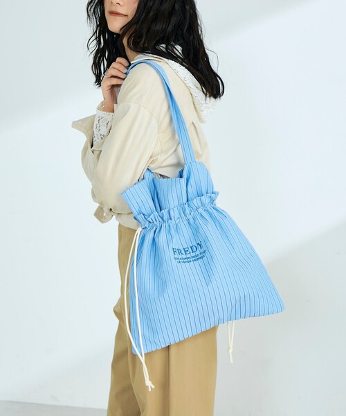 fredy emue（フレディエミュ）の「アウトポケットストライプロゴトートバッグ（トートバッグ・レディース・ブラック系その他/ブラウン系その他/ホワイト系その他/レッド系その他/ブルー系その他/グリーン系その他・FREE）」の5枚目の写真