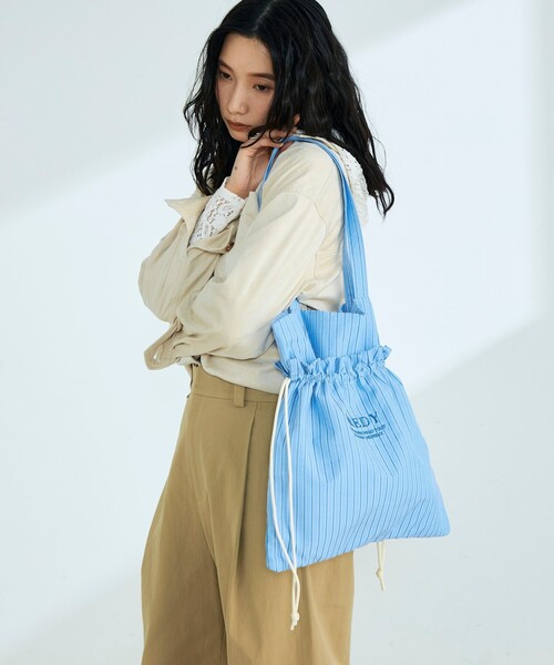 fredy emue（フレディエミュ）の「アウトポケットストライプロゴトートバッグ（トートバッグ・レディース・ブラック系その他/ブラウン系その他/ホワイト系その他/レッド系その他/ブルー系その他/グリーン系その他・FREE）」の10枚目の写真