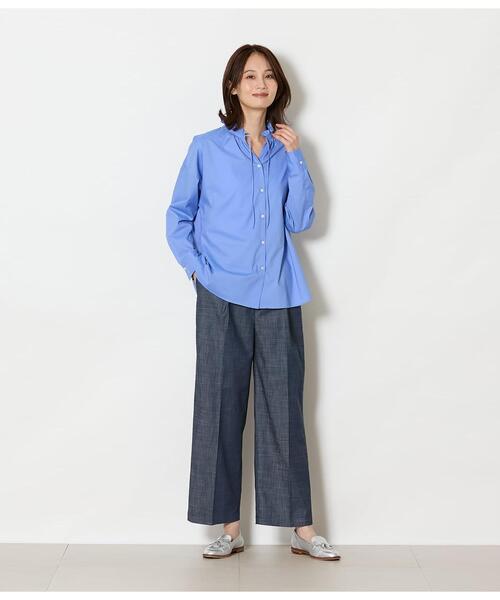 NEWYORKER（ニューヨーカー）の「タイプライター フリルスタンドブラウス（シャツ/ブラウス・レディース・ホワイト/サックスブルー・9号/11号）」の7枚目の写真